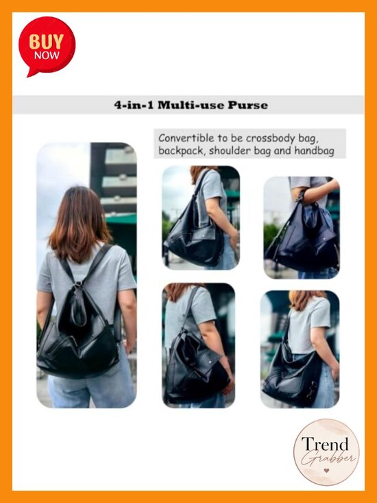 Convertible Crossbody Backpack Purse with Vegan Leather, 4-in-1 Design for Work